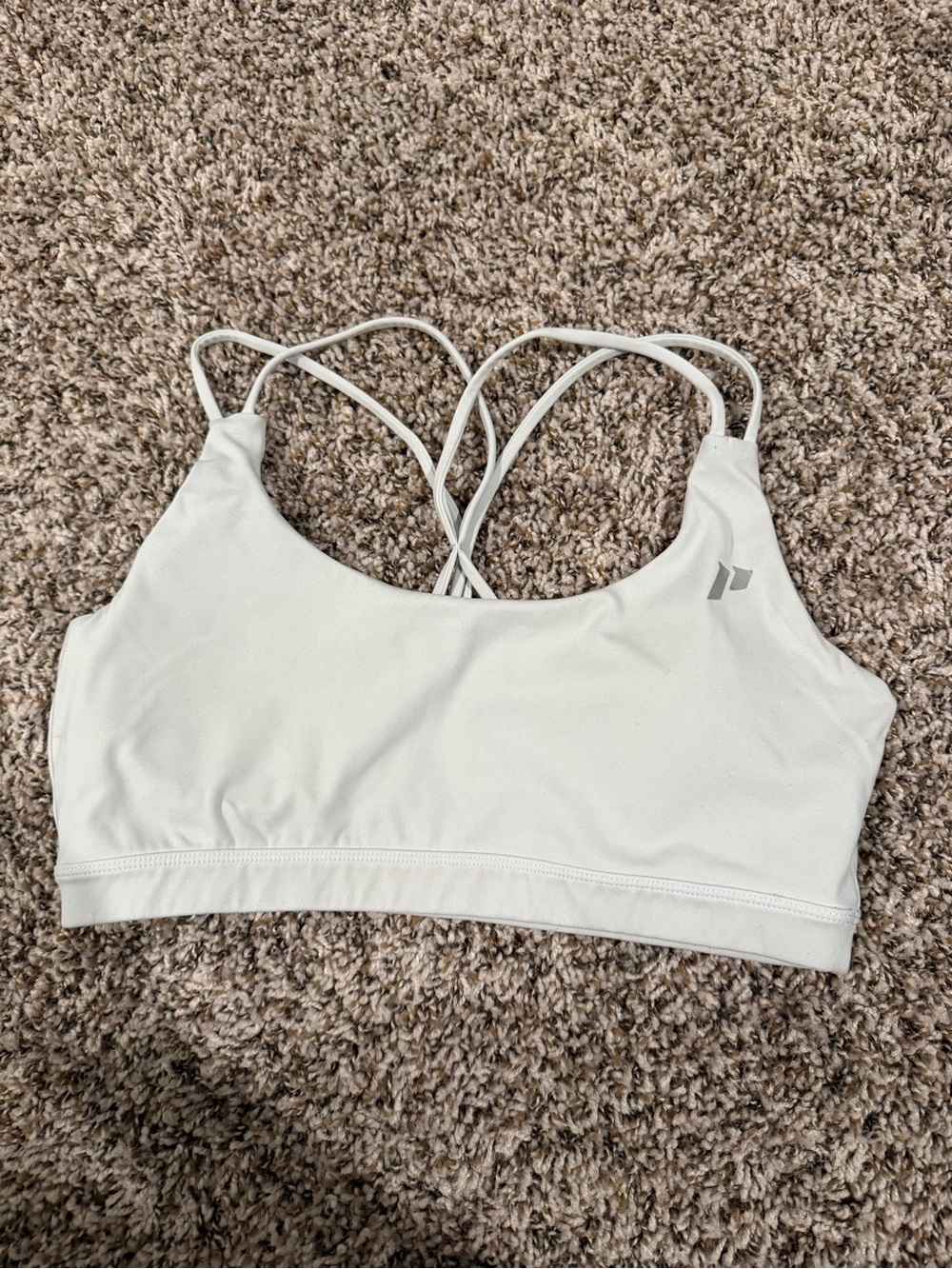 Women’s White Strappy Sports Bra - Light Support- Icy Blue